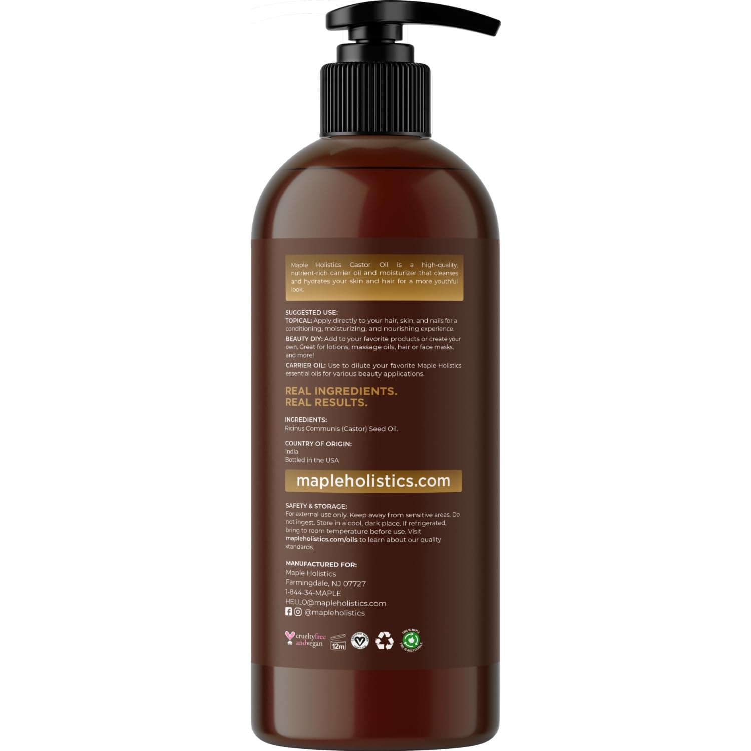 Pure Castor Oil for Body & Skin Care Great for Wraps & Compresses - Castor Oil for Hair Skin - AB Mystery