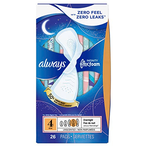 Always Infinity Feminine Pads For Women, Size 4 Overnight Absorbency, Multipack, With Flexfoam - AB Mystery