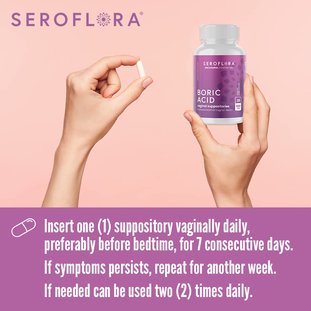 Seroflora Boric Acid Vaginal Suppositories - Promotes Vaginal pH Balance and Odor Control - AB Mystery