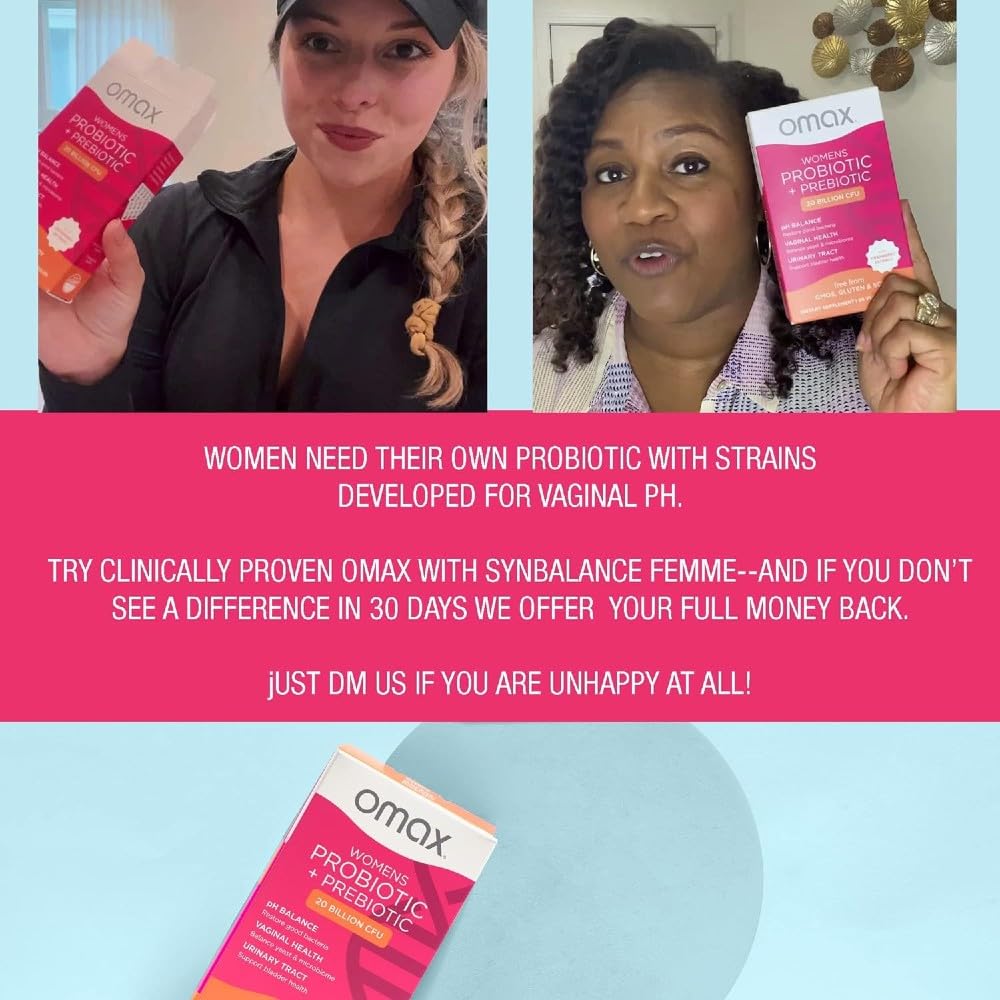 2 Pack Omax Prebiotics & Probiotics for Women, pH Balance, Vaginal Health, Urinary Tract, Yeast - AB Mystery