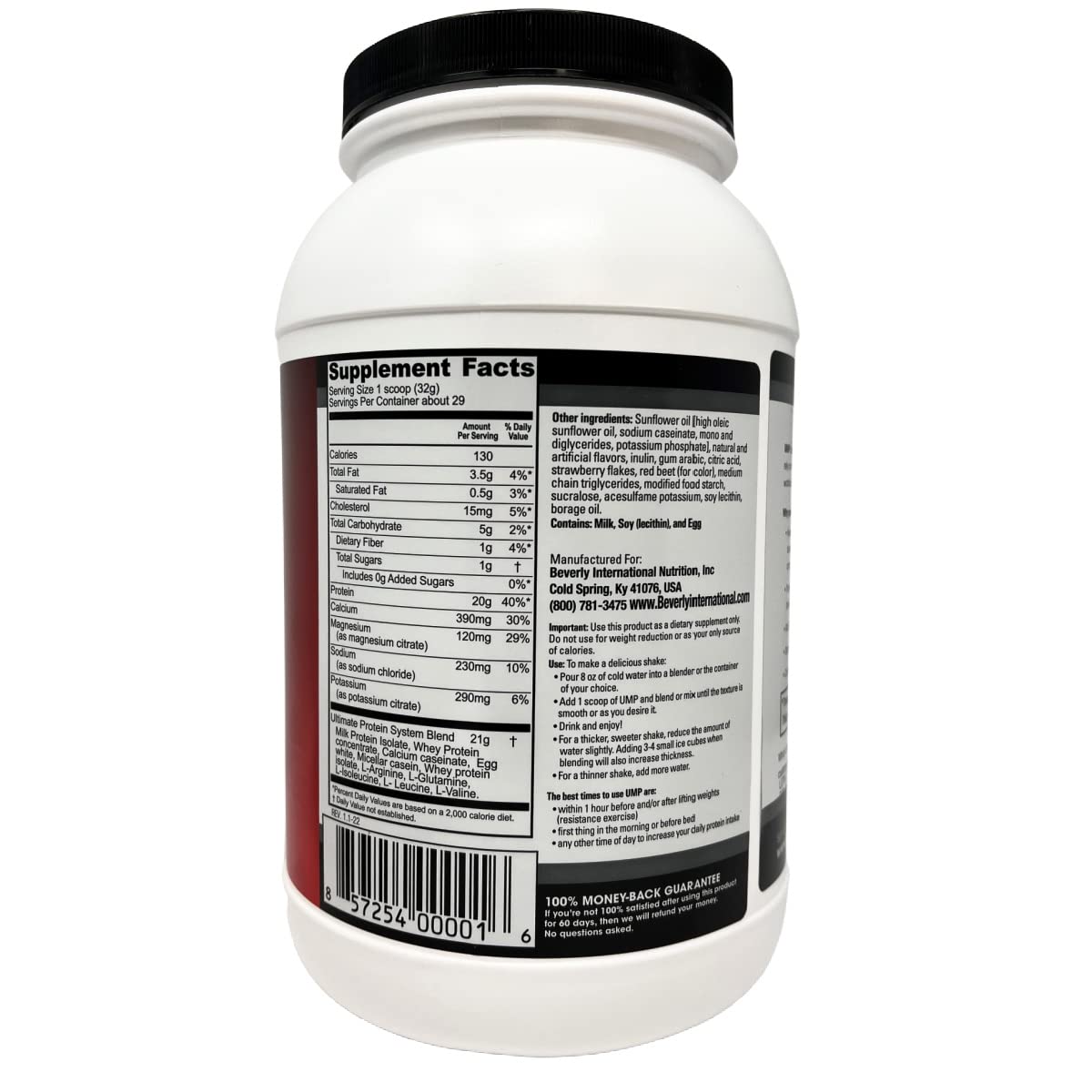 Beverly International UMP Protein Powder, Strawberry. Unique Whey-Casein Ratio - AB Mystery