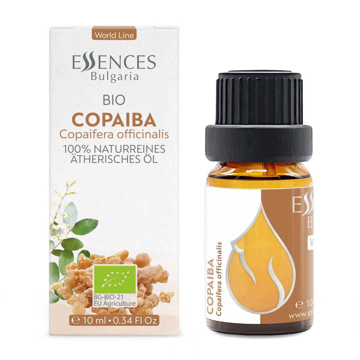 Essences Bulgaria Organic Copaiba Essential Oil 0.34 Fl Oz 10ml Copaifera officinalis - 100% Pure Natural - AB Mystery