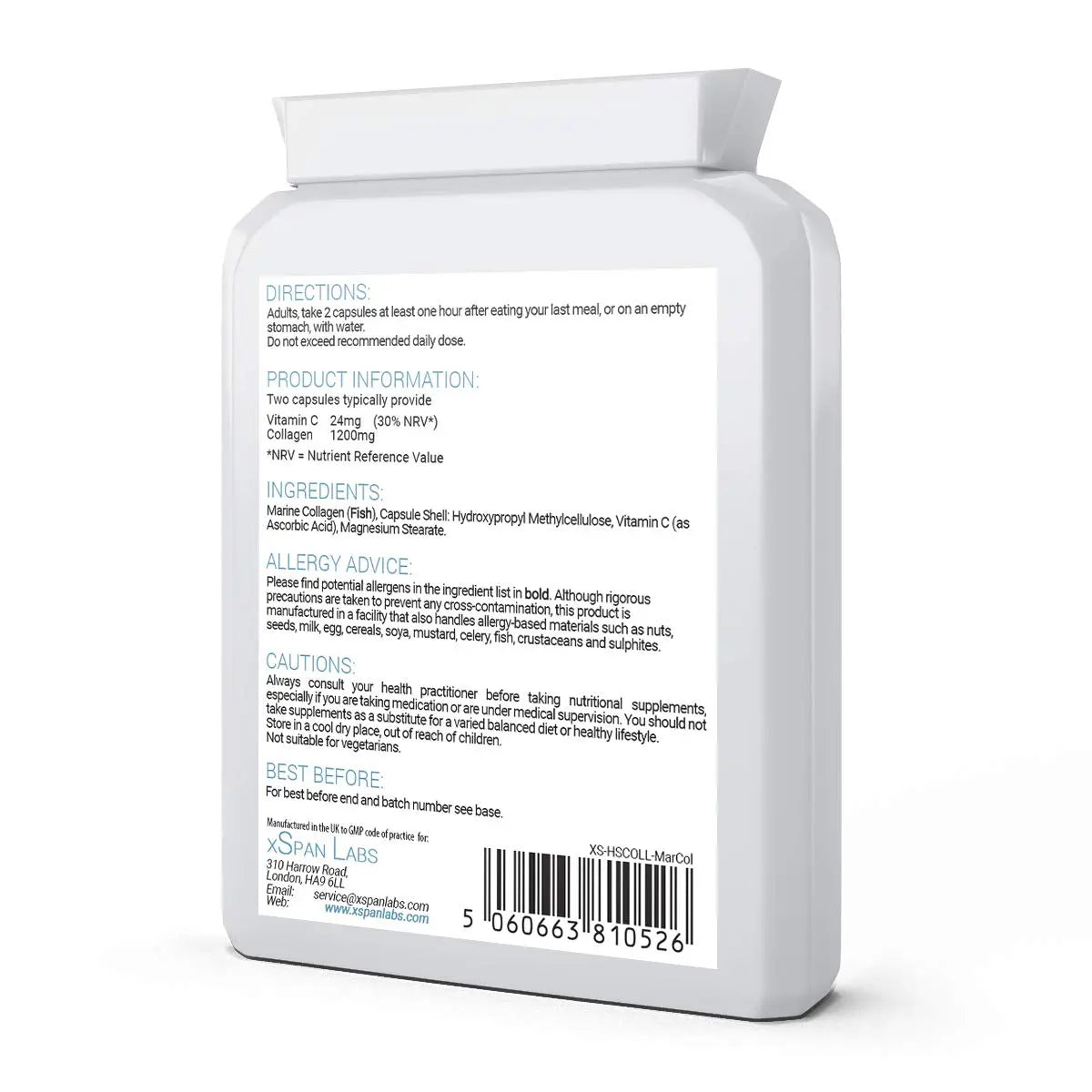 Marine Collagen 600mg 60 Capsules - Highly Bioavailable Naticol® Type 1 - AB Mystery