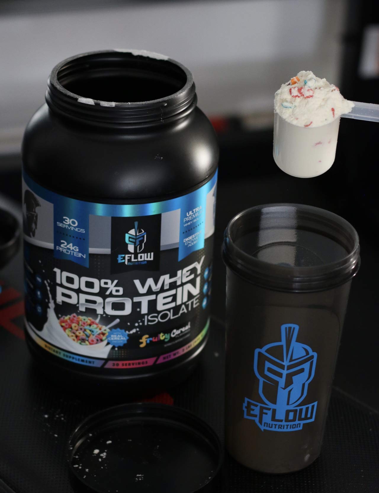 eFlow Nutrition 100% Whey Protein Isolate - Gluten & Lactose-Free Digestive Enzymes - AB Mystery