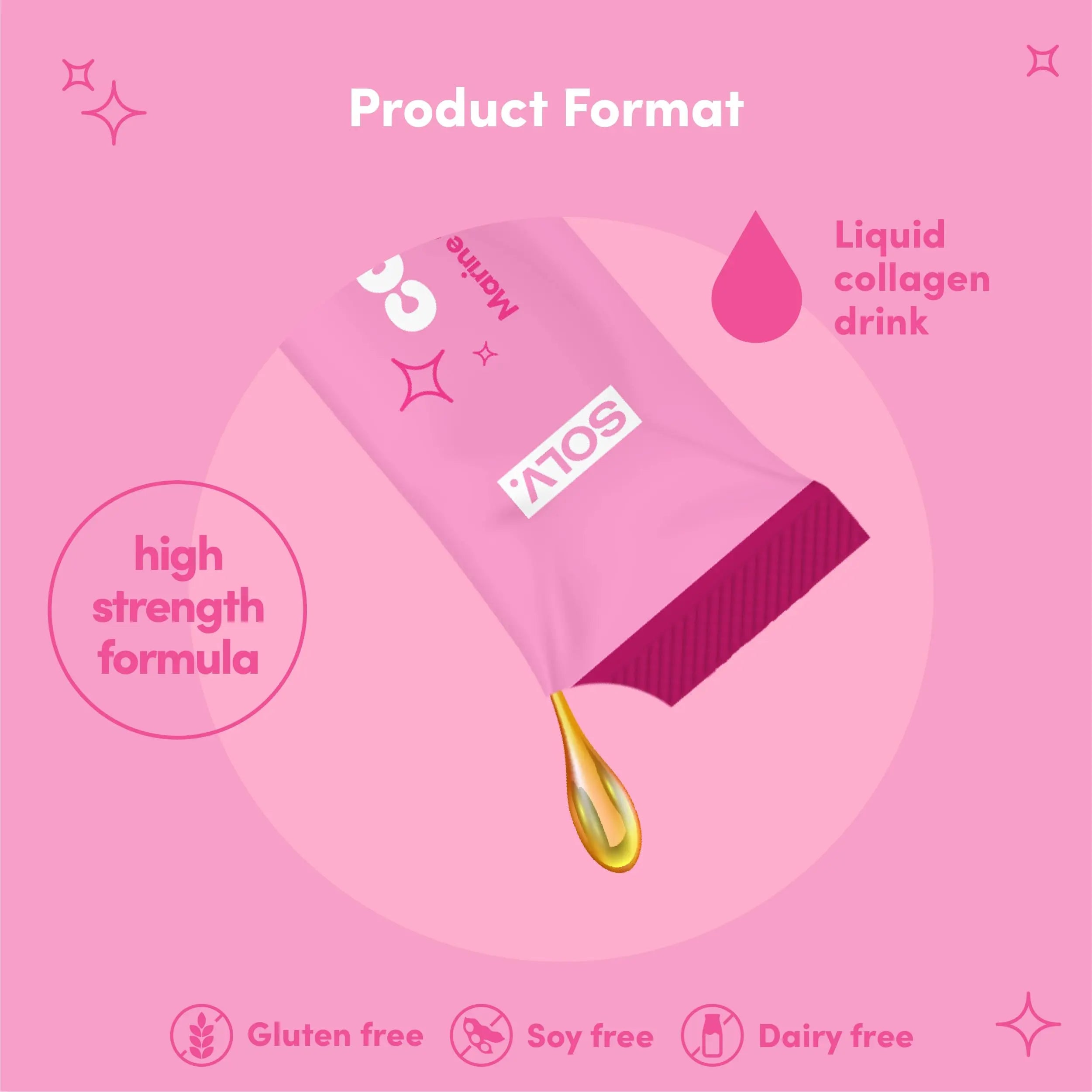 Solv Liquid 8000mg Marine Collagen Peptide Beauty Supplement Gel 14x15ml Sachets High Strength Great Tasting VIT C Biotin SOLV