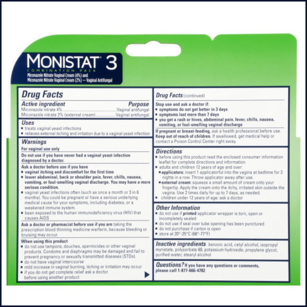 Monistat 3 Vaginal Cream, 3-Day Treatment Combination Pack, 3 Ovule Inserts and External Cream - AB Mystery