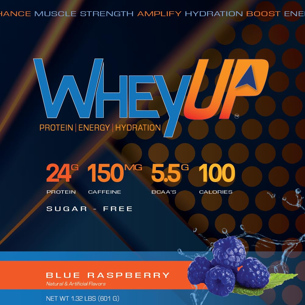WheyUP Clear Whey Isolate Protein Powder, Blue Raspberry - 150mg Caffeine - 20 Servings - AB Mystery