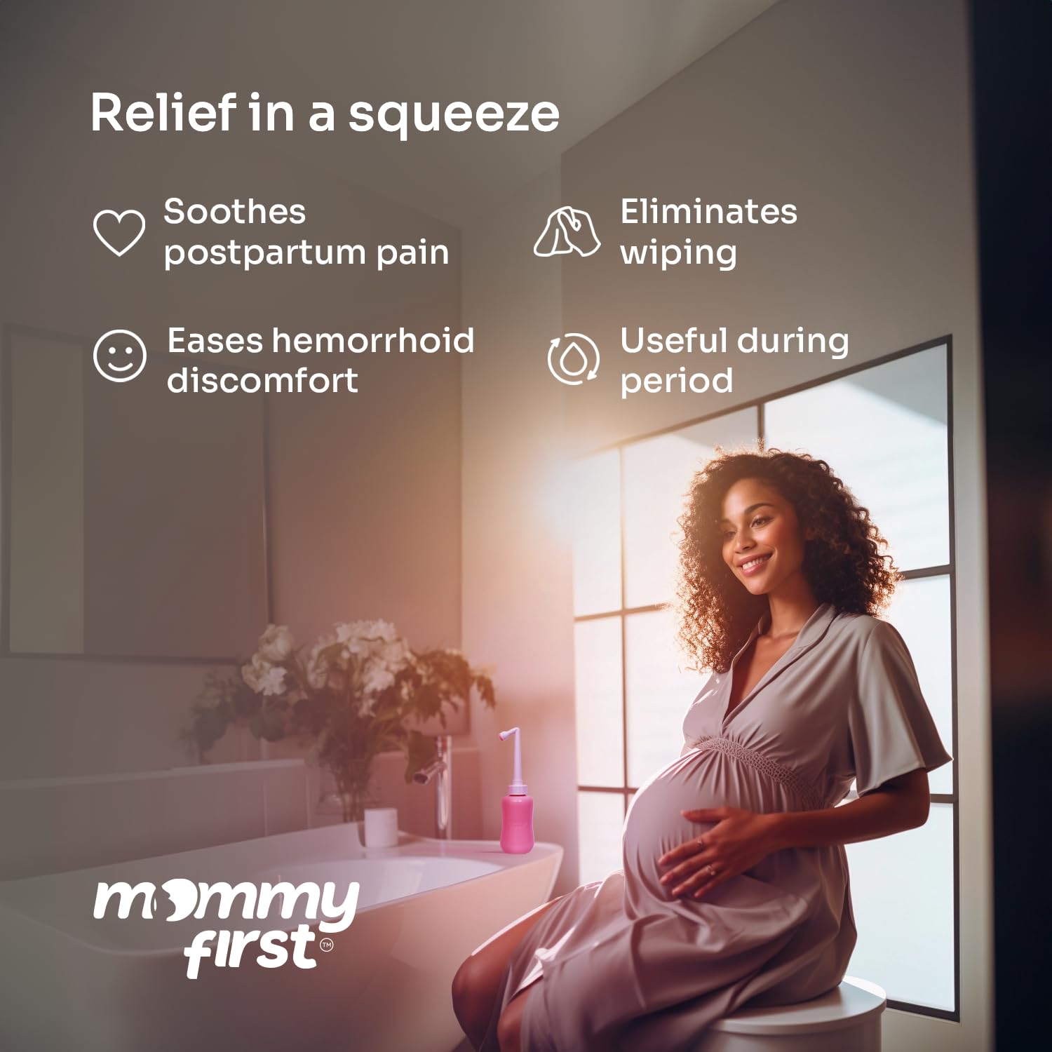 Peri Bottle for Postpartum Care from Mommy First™ | Upside Down Bottle for Perineal Cleansing and Recovery - AB Mystery