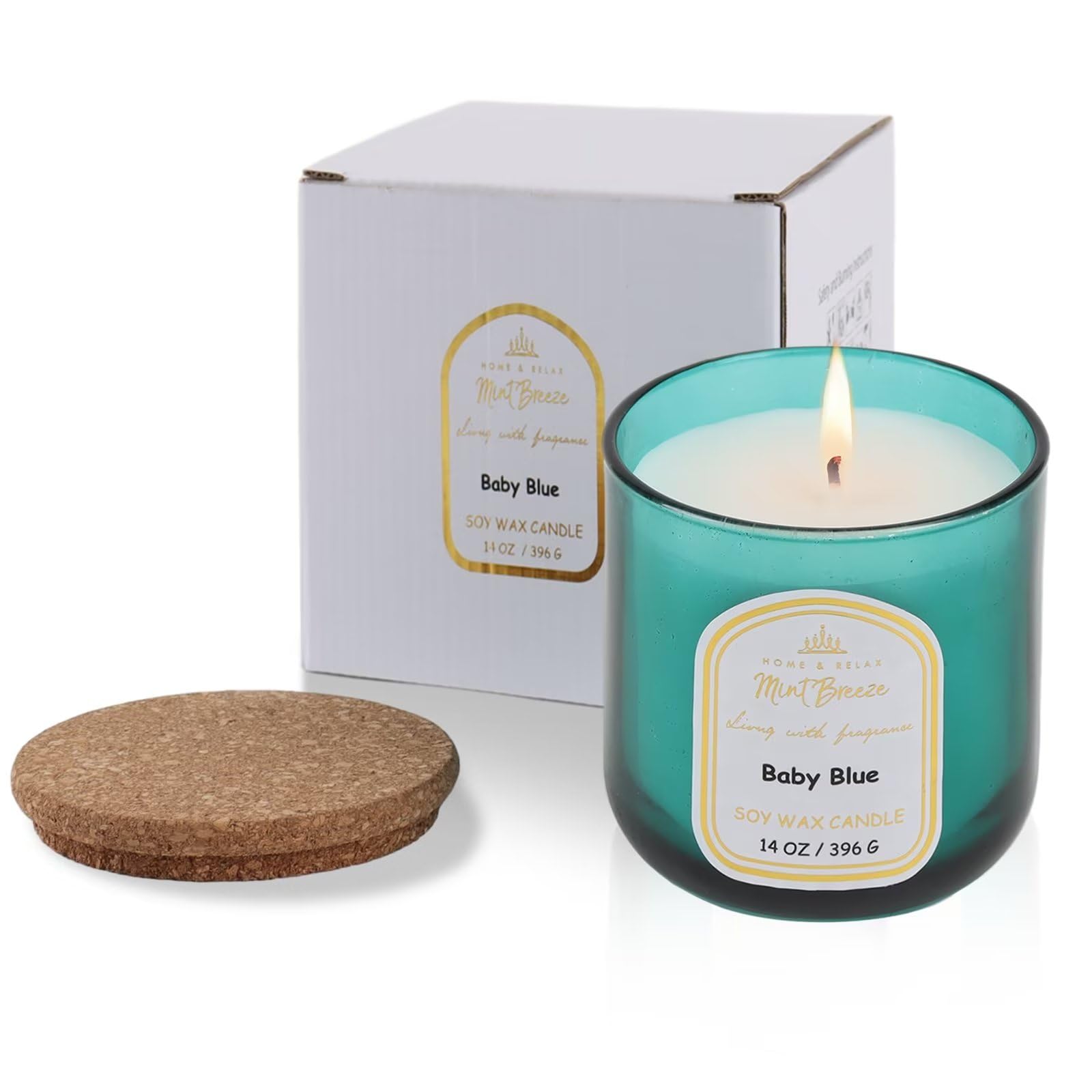 HOME & RELAX 14oz Scented Soy Wax Candle,Big Candle, More Than 80 Hours Long Lasting Burning time