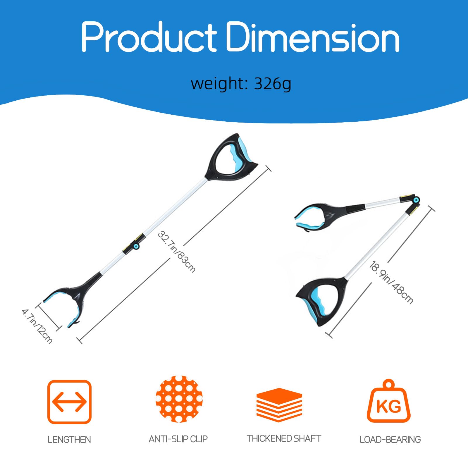 Grabber Reacher Tool, 32" Pick Up Stick Grabber with LED for Elderly and Lightweight Trash Picker - AB Mystery