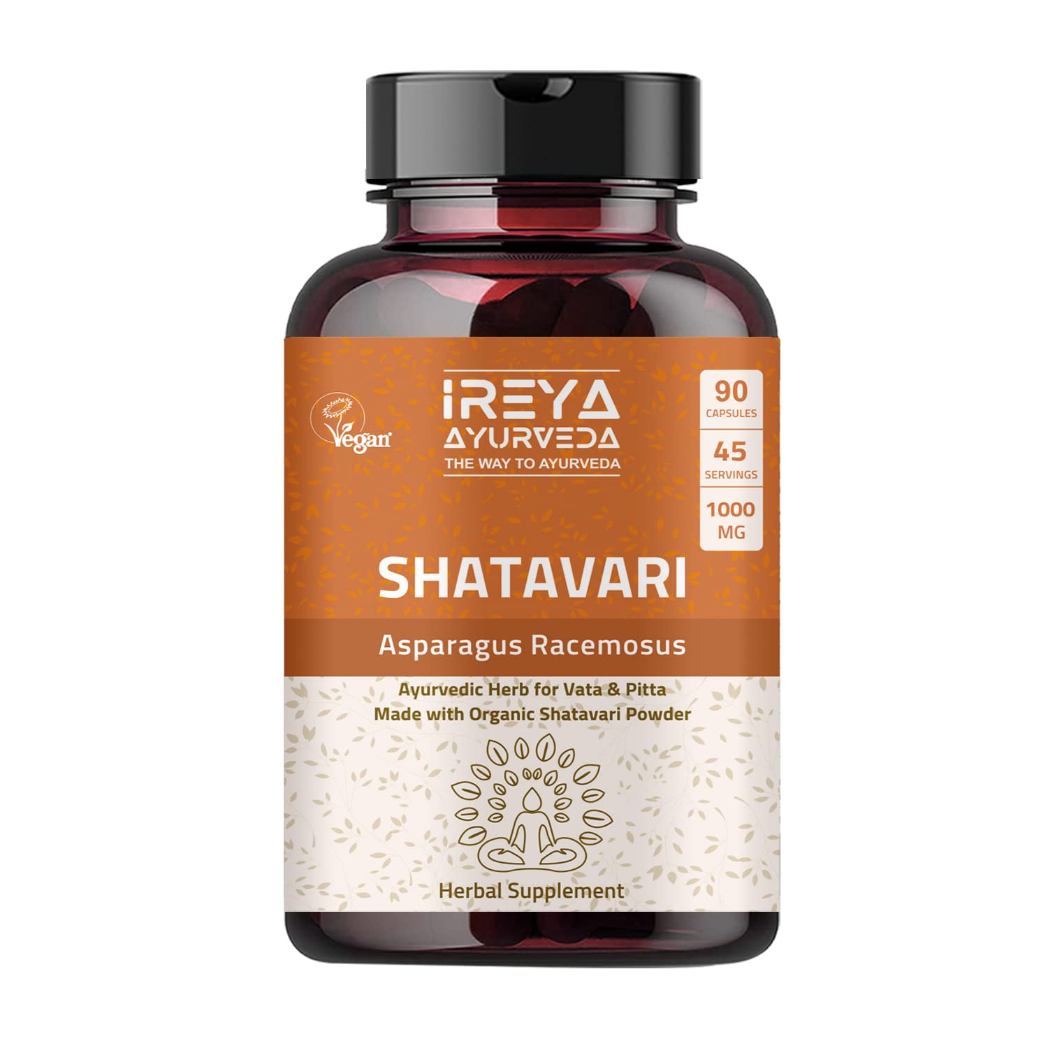 Ireya Ayurveda Shatavari Capsules (90 Capsjules) 1000 mg Organic Shatavari Capsules Lactation - AB Mystery