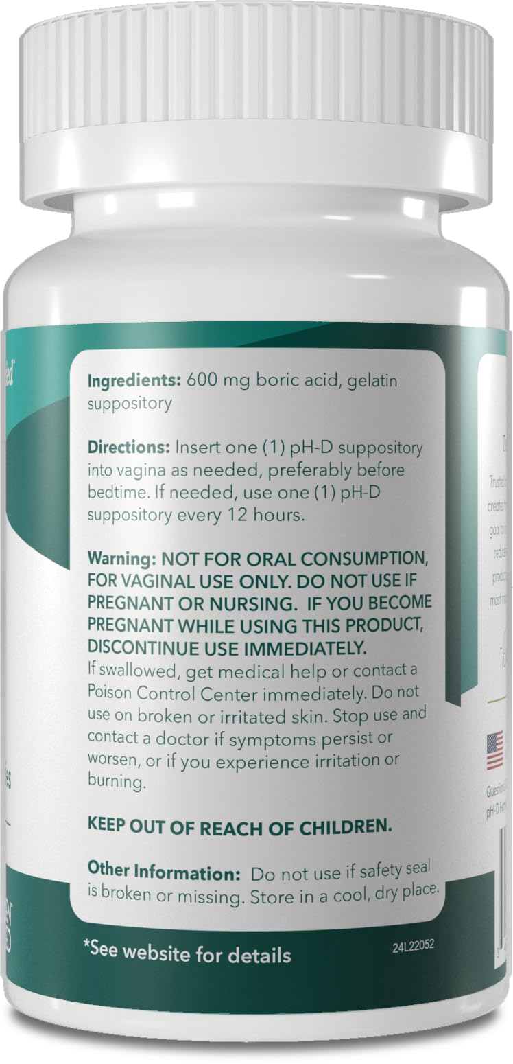 pH-D Feminine Health - 600 mg Boric Acid Suppositories - Woman Owned - for Vaginal Odor Use - 36 Count - AB Mystery