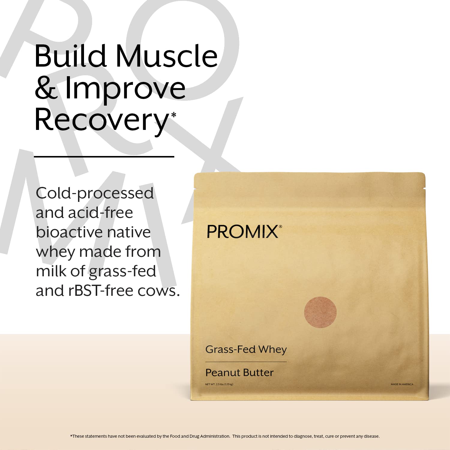 Promix Whey Protein Powder, Peanut Butter - 2.5lb Bulk - Grass-Fed & 100% All Natural - AB Mystery