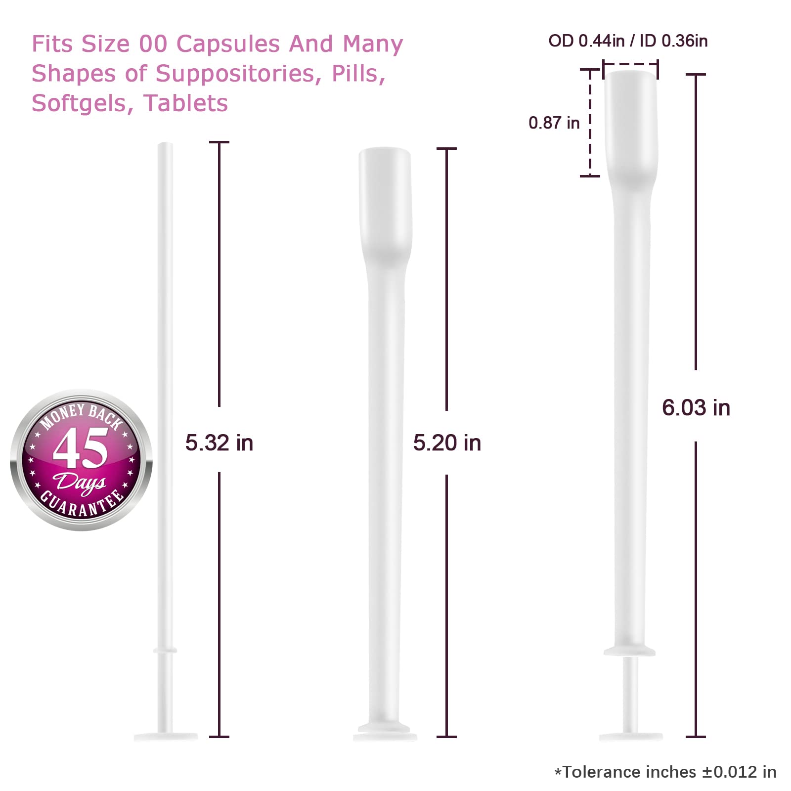 (60 Counts) Nieteyrue Suppository Applicator for Women Fit to Size 00 Cap-sules Soft Tip Auxiliary Tool - AB Mystery