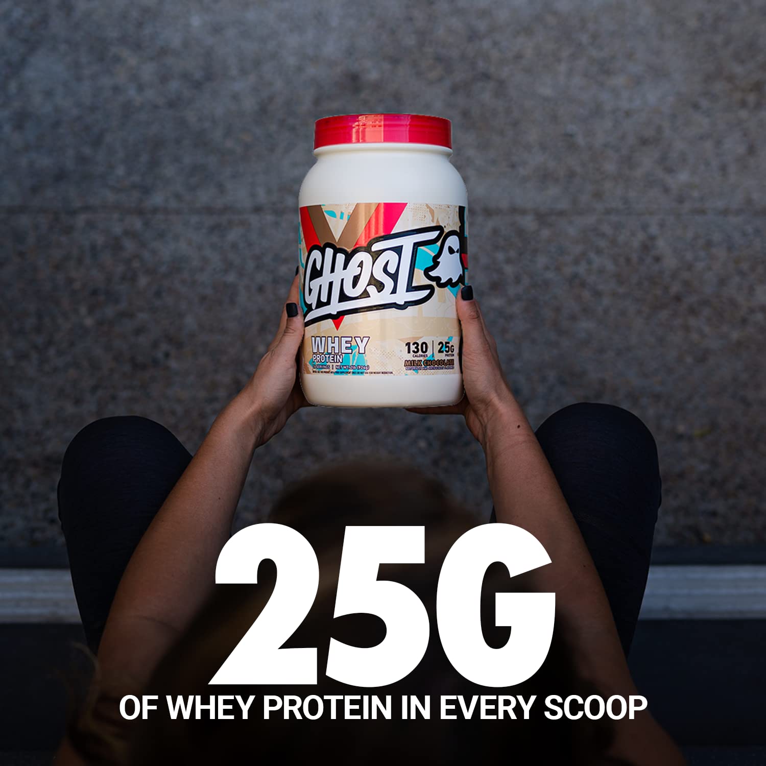 GHOST Whey Protein Powder, Milk Chocolate - 2LB Tub, 25G of Protein - Flavored Isolate - AB Mystery