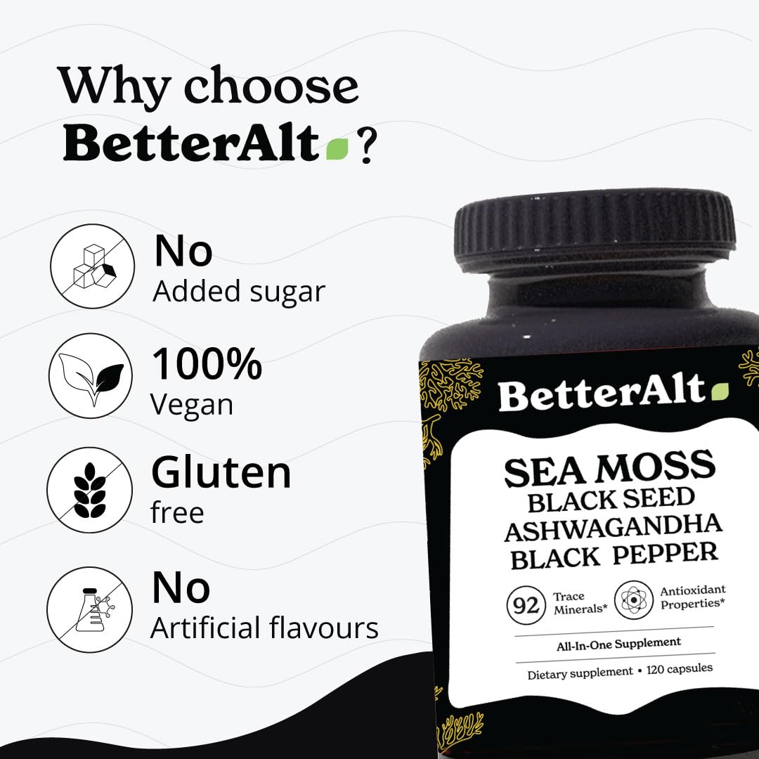 Better Alt Sea Moss Capsules- Irish Sea Moss with Black Seed Oil, Ashwagandha & Black - AB Mystery