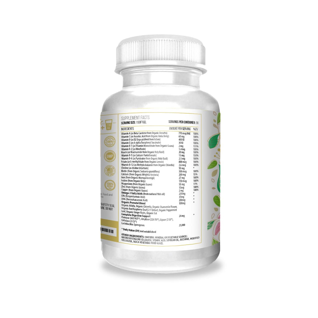 Actif Organic Prenatal Vitamin with 25+ Organic Vitamins, 100% Natural, DHA, EPA, Omega 3 ACTIF