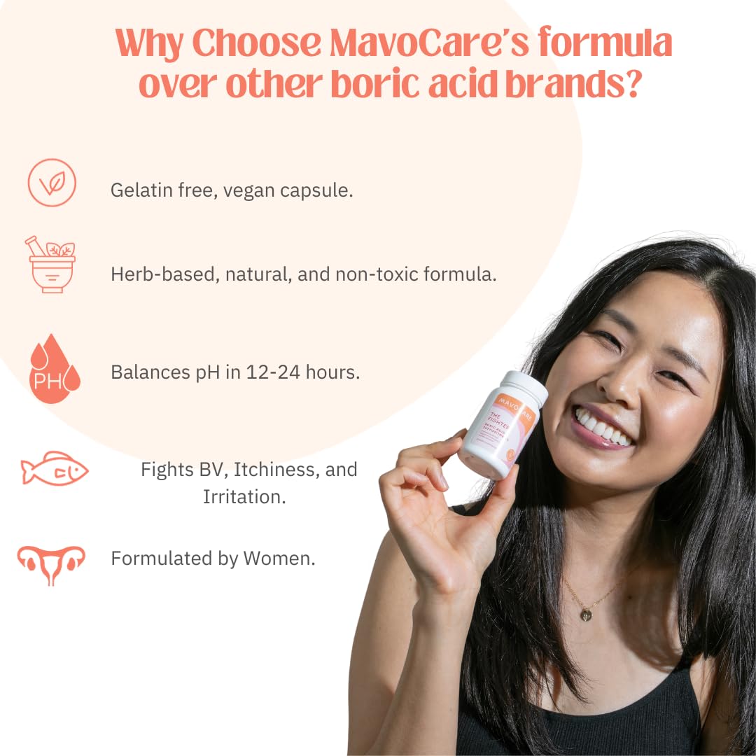 MavoCare, Inc. Boric Acid 600mg The Fighter with Added Calendula Vegan Capsule- Fights BV and Irritation- Gentle - AB Mystery