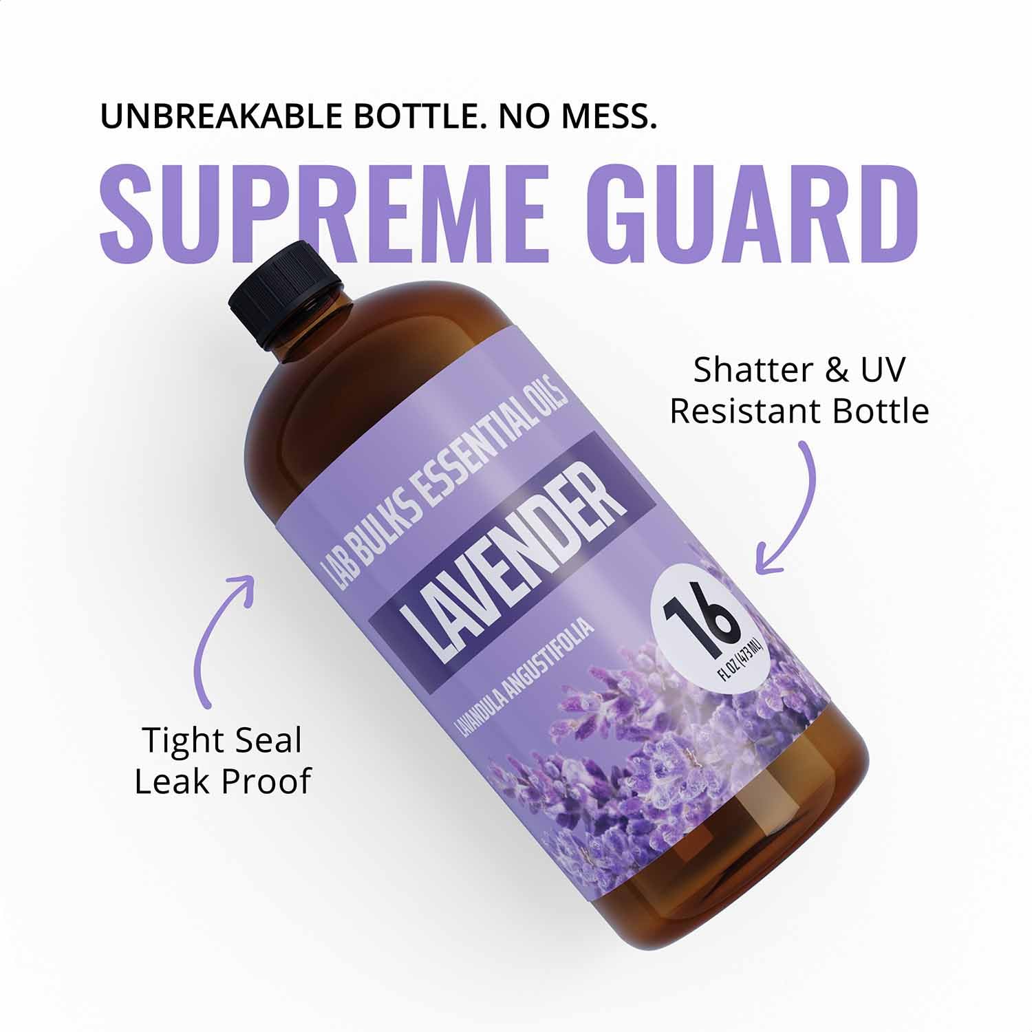 LAB BULKS ESSENTIAL OIL - Lavender Oil 16 Ounce Bottle for Diffusers, Home Care, Candles, Aromatherapy - AB Mystery
