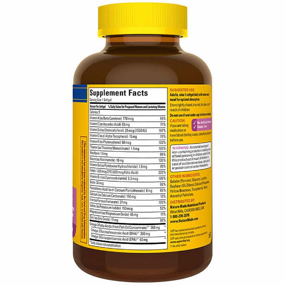 Nature Made Prenatal Multi Folic Acid + 200mg DHA, Prenatal Vitamin and Mineral Supplement Generic