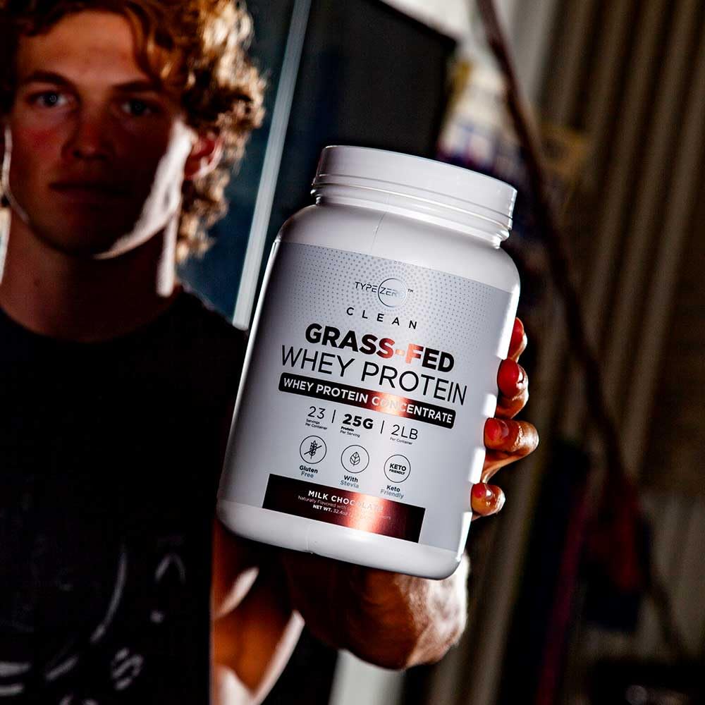 Type Zero Grass Fed Whey Protein Concentrate Powder (Chocolate, 2LBS) - Gluten Free - AB Mystery