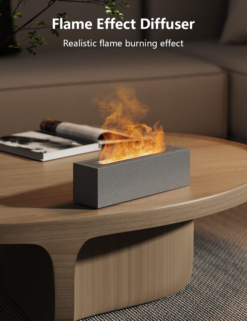 Shiawase Oil Diffuser, 200ml Flame Essential Oil Diffuser/Humidifier, Bedrock Fire Air Scent Diffuser - AB Mystery