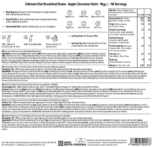 Protein Works - Ultimate Diet Breakfast Shake | Low Calorie Breakfast Shake | Low Sugar High Protein Breakfast Protein Works