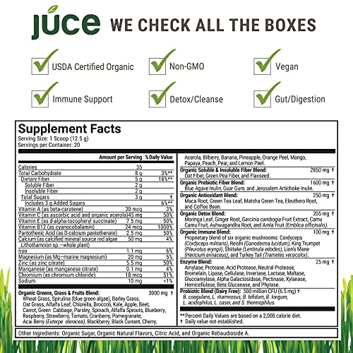Terra Kai Organics JUCE Green Superfood Powder, Organic Fruits and Veggies Supplement - AB Mystery