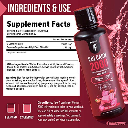InnoSupps Volcarn 2000 - Advanced Fat Burning Liquid | L-Carnitine, GBEEC, Boost Energy - AB Mystery
