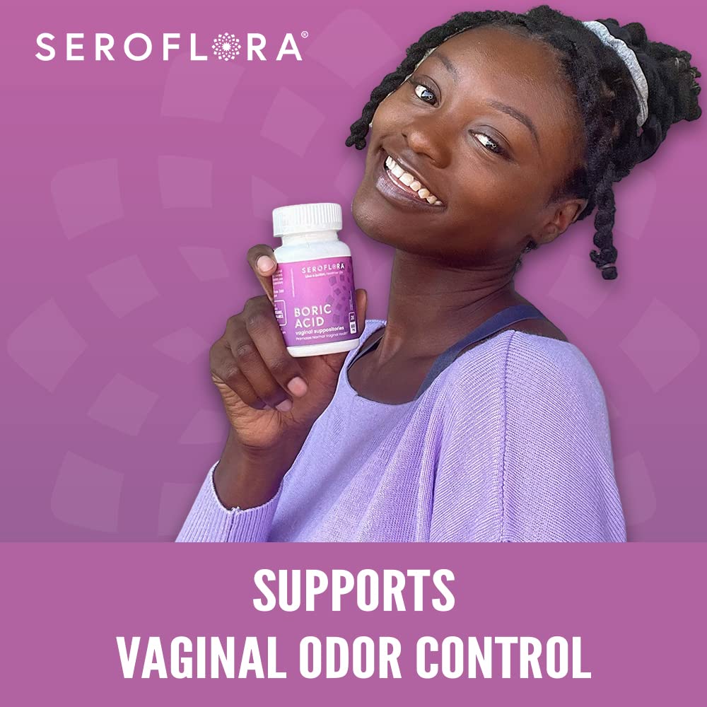 SEROVERA Seroflora Boric Acid Vaginal Suppositories 600 mg + Suppository Applicators Bundle - AB Mystery