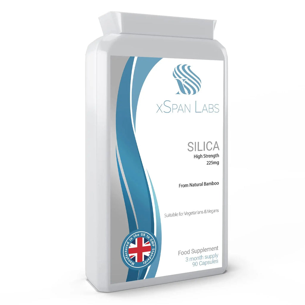 Silica 225mg – 90 Capsules - A Potent Highly Bioavailable Form - Naturally Sourced from Bamboo Extract - One-A-Day Vegan Capsules to Support Healthy Hair, Nails and Skin - Made in The UK Xspan Labs