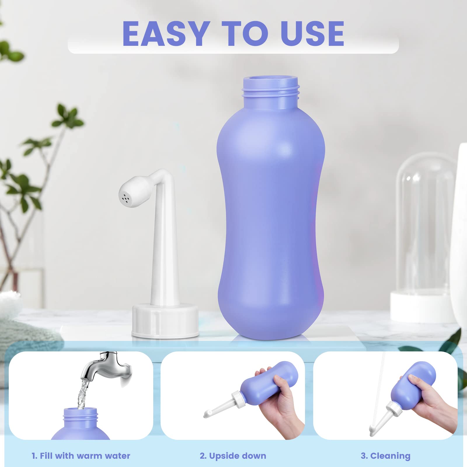 450ml Peri Bottle Postpartum for Feminine Care, 2 Pack Portable Travel Bidet for Toilet, Perineal Bottle - AB Mystery