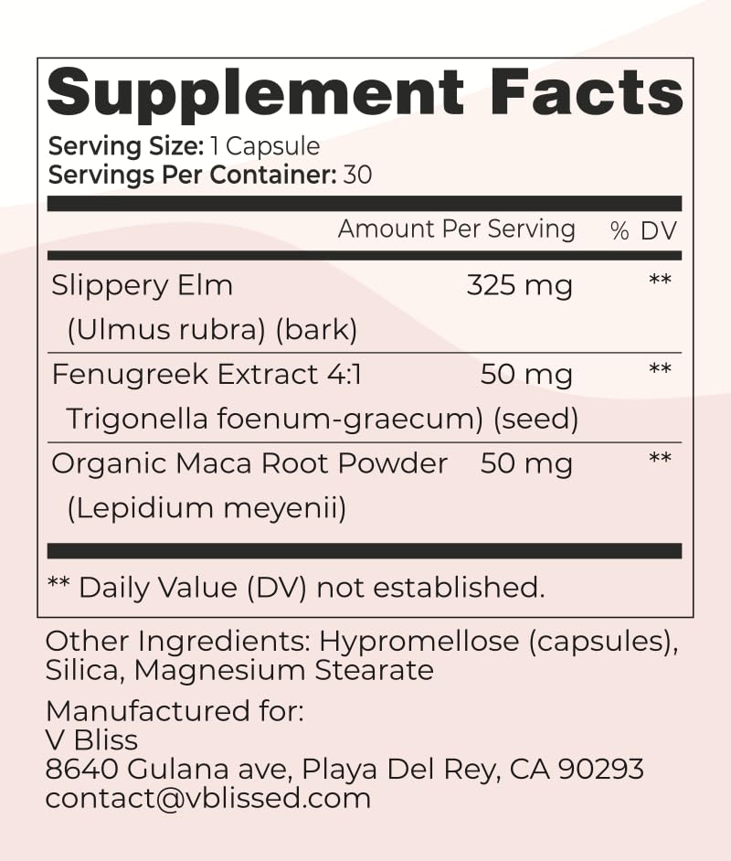 V Bliss Slippery Babe Vaginal Moisturizer Capsules | Relieves Vaginal Dryness with Slippery Elm - AB Mystery