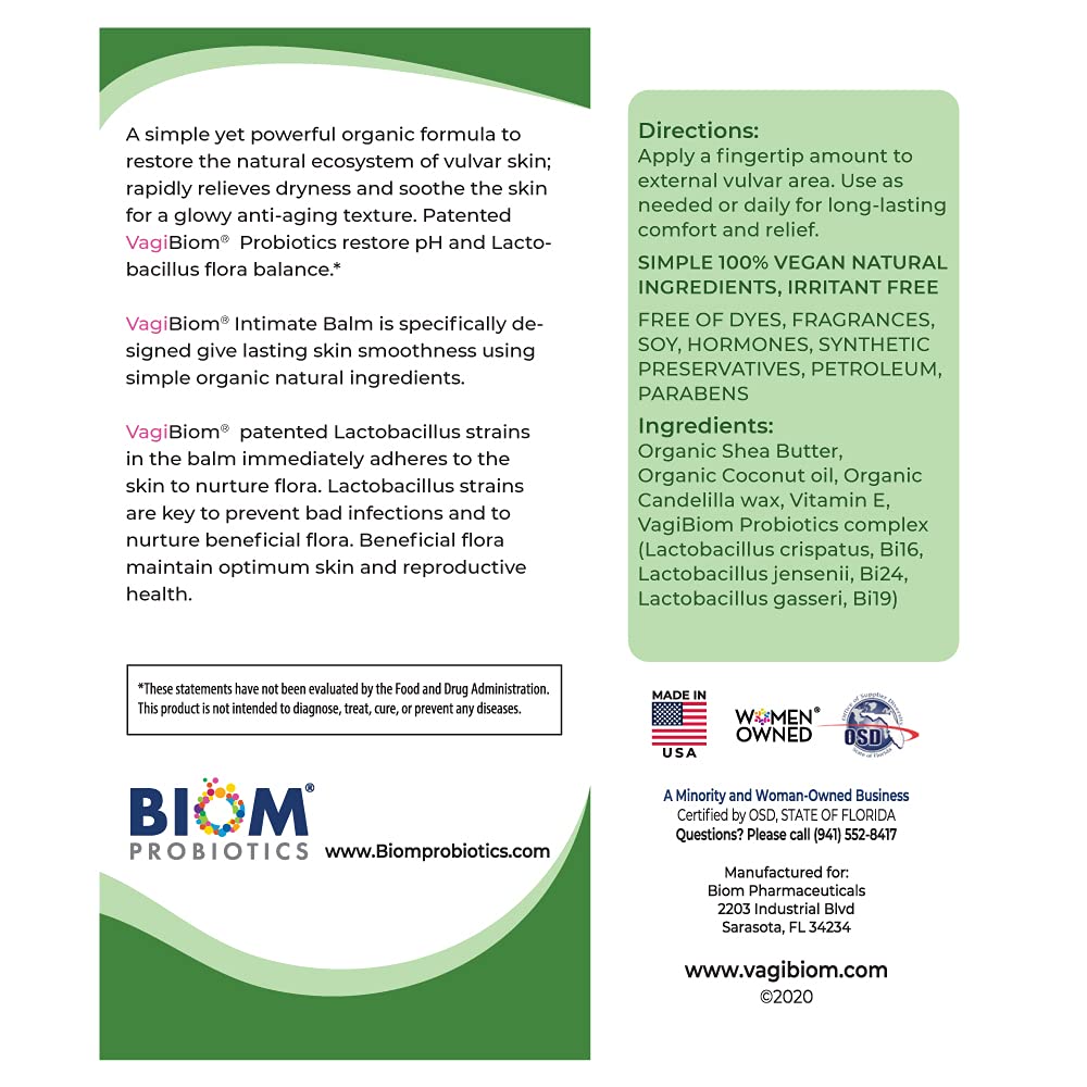 Intimate Skin Soothing Probiotics Soft Balm SheaButter with VagiBiom Lactobacillus crispatus - AB Mystery