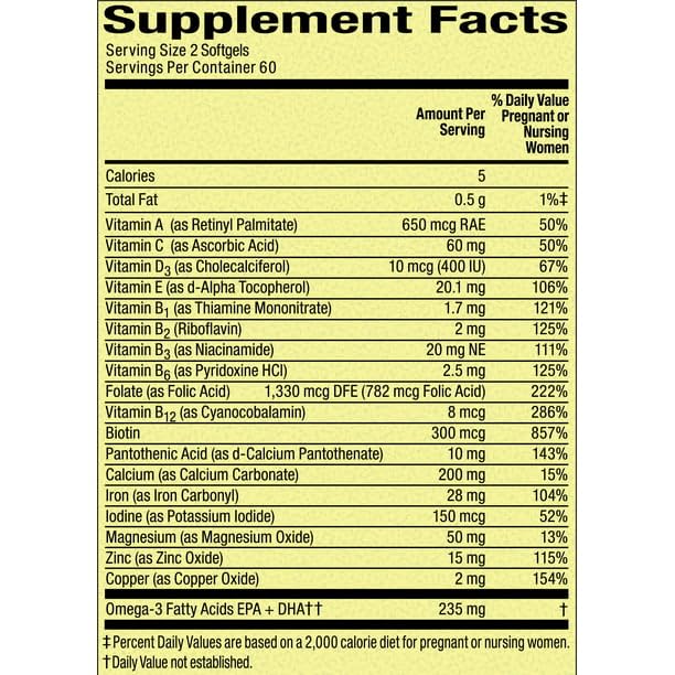 IKJ Mini Prenatal Multi + DHA Complete Multivitamin/Multimineral Supplement Mini Softgels IKJ