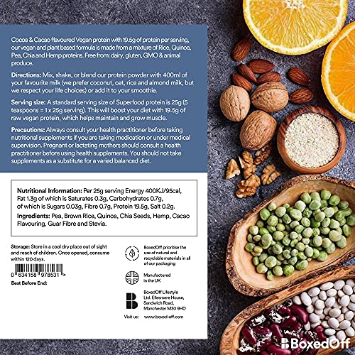 Vegan Protein Powder, Complete Plant Based Protein - 5 Plant Protein Sources - No Additives Boxed Off