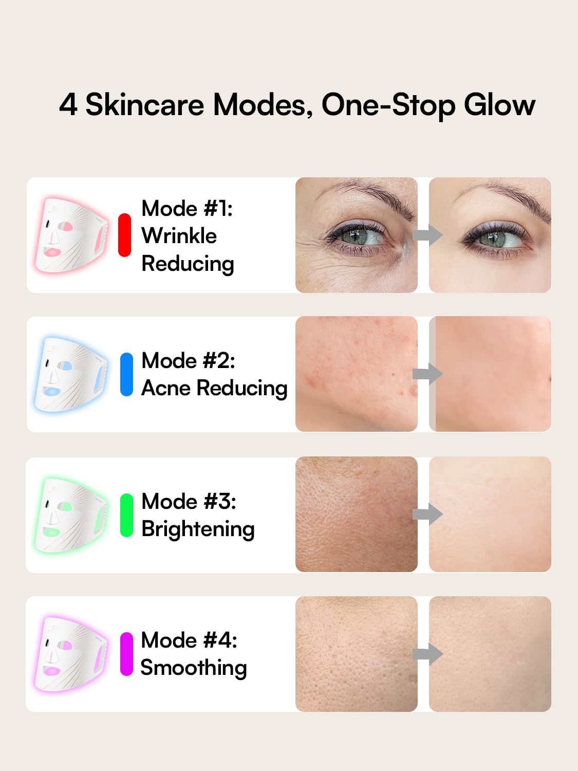 INIA GLOW Light Therapy Mask for Face, LED Mask with Red Blue Green Light and Advanced Near-Infrared - AB Mystery