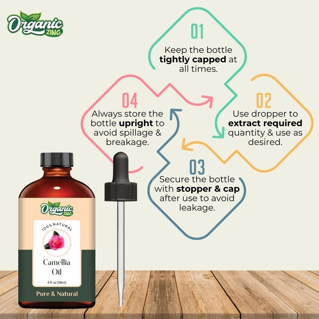 Organic Zing Camellia (Camellia Japonica) Oil | Pure & Natural Carrier Oil for Skincare, Hair Care & Massage - AB Mystery