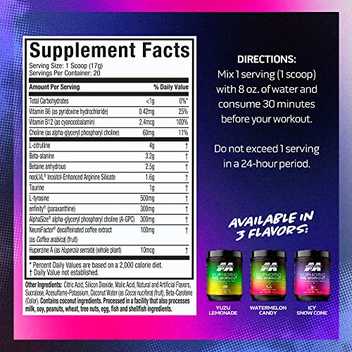 MuscleTech Pre Workout Powder EuphoriQ PreWorkout Smart Pre Workout Powder - AB Mystery