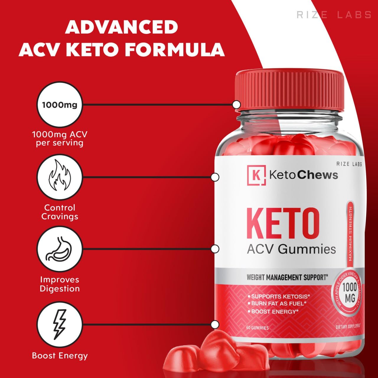 (2 Pack) Keto Chews Gummies - Keto Chews ACV Gummies for Weight Loss 525 MG