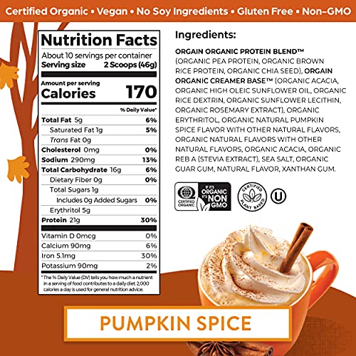 Orgain Organic Vegan Protein Powder, Pumpkin Spice - 21g of Plant Based Protein - AB Mystery
