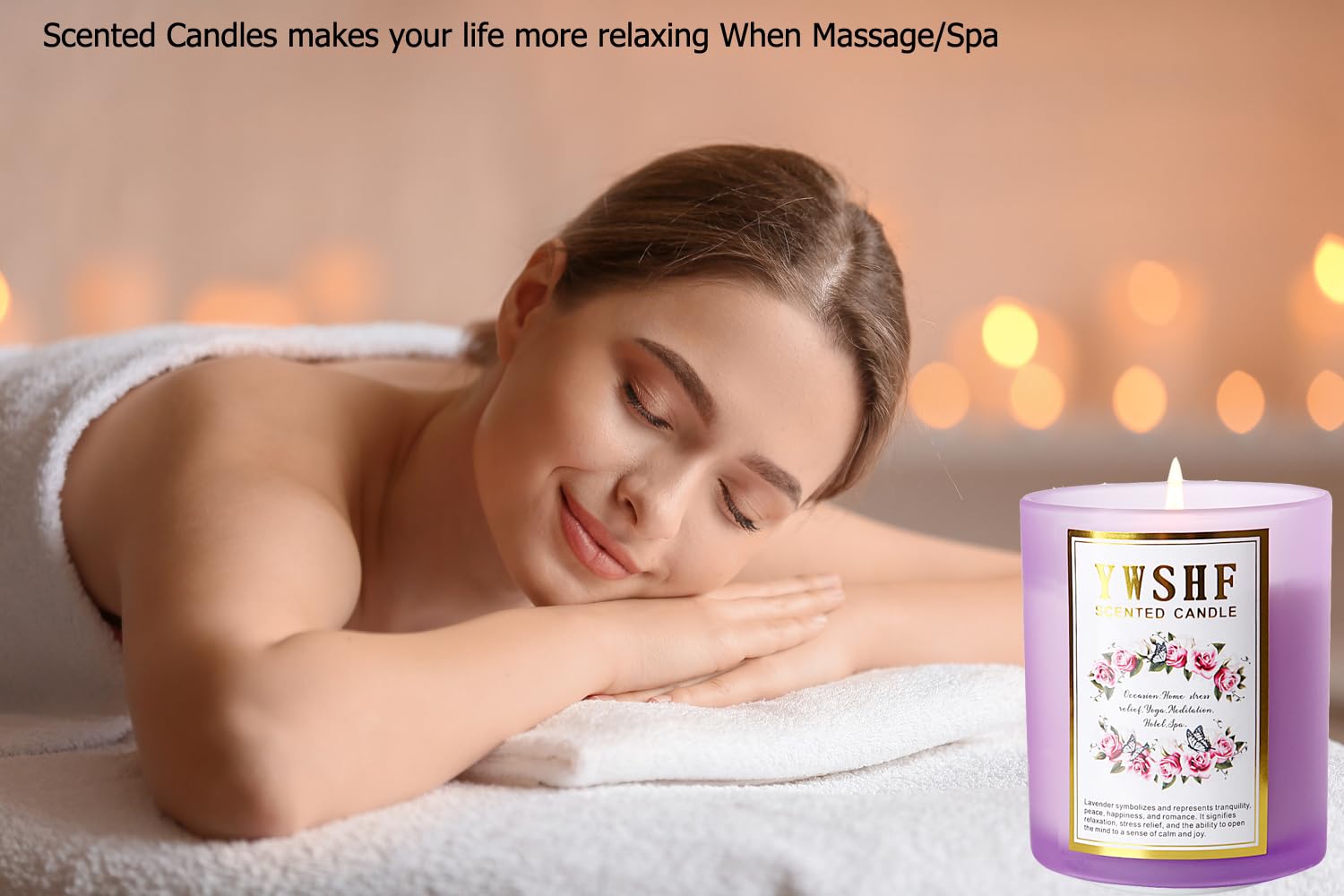 YWSHF Aromatherapy Candles,Scented Candle,Lavender Candle,8.5oz Stree Relief Candles Gift - AB Mystery