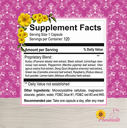 Menopause Supplement for Women FEMINELLE Original Formula - 4 Months Supply Fast PMS - AB Mystery