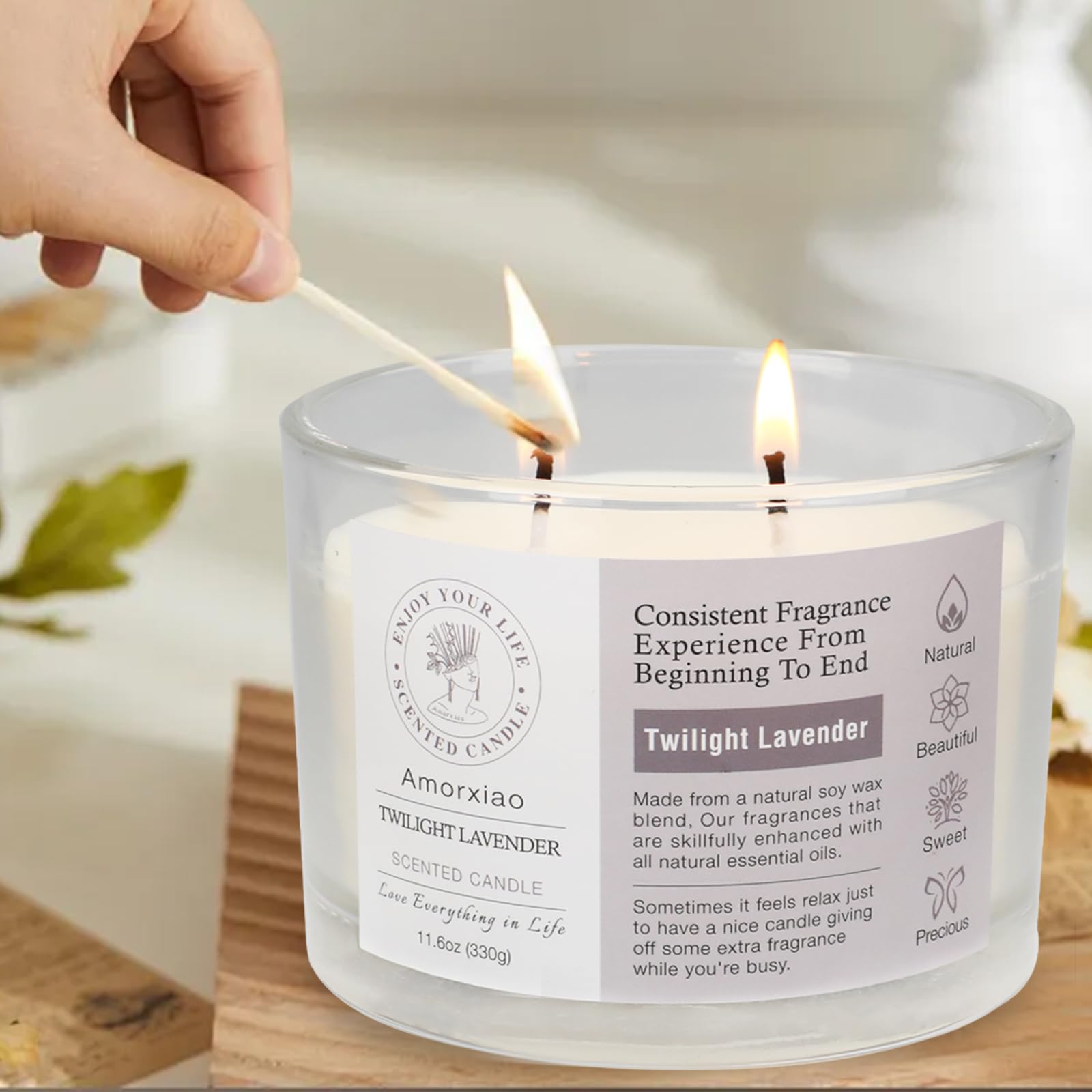 3 Pack Candles for Home Scented, 34.8 oz 240 Hour Long Lasting Candles Set, Grapefruit &Lavender - AB Mystery