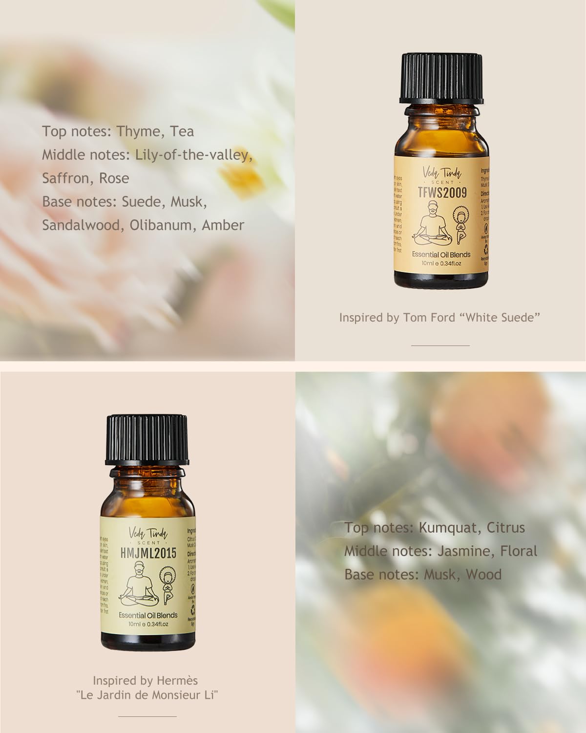 VTS Waterless Diffuser with Classic Perfume Scent Essential Oils Set, Perfume Collection - AB Mystery