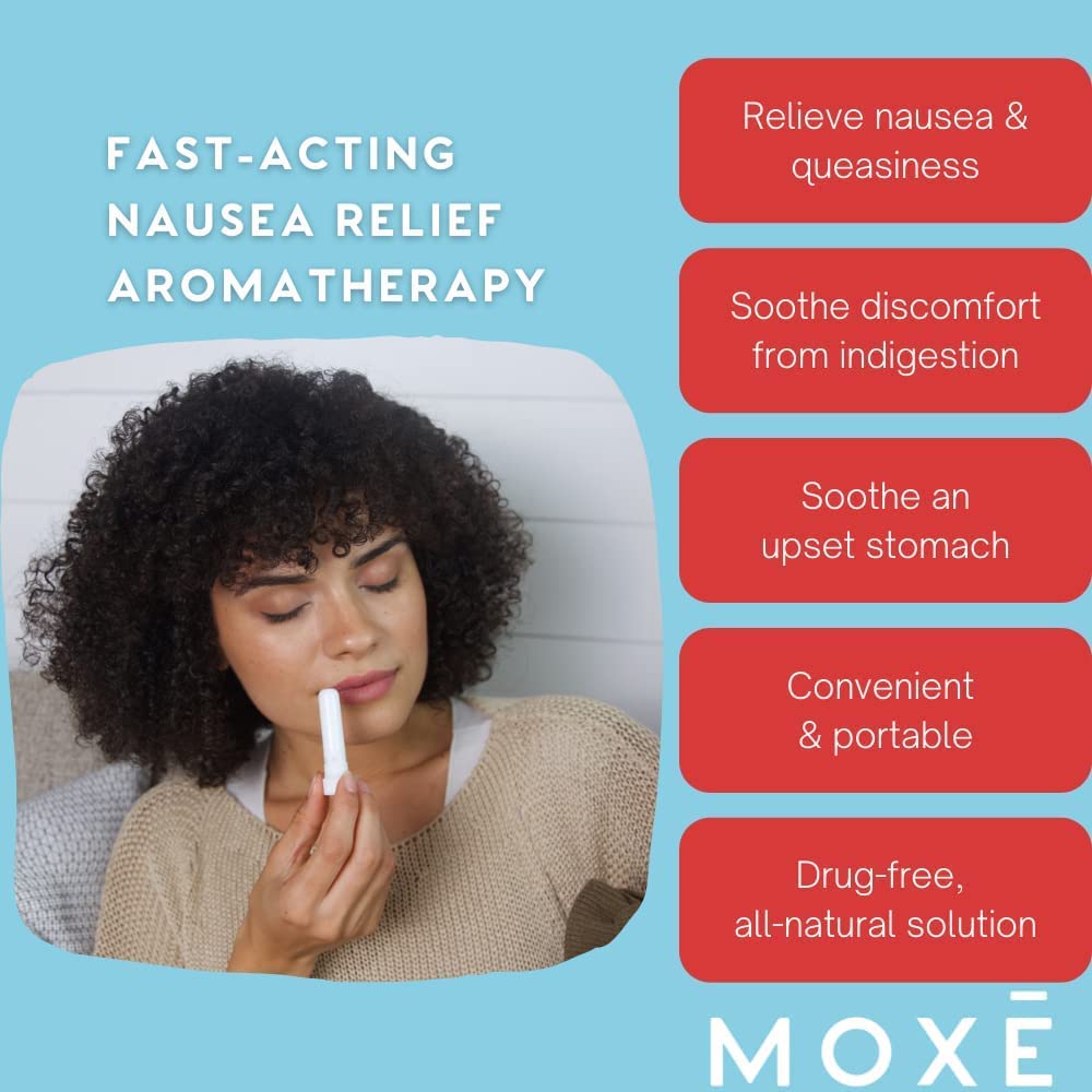 MOXE Nausea Nasal Inhaler Sticks, All Natural Essential Oil Blend, Ginger, Cardamom, Peppermint - AB Mystery