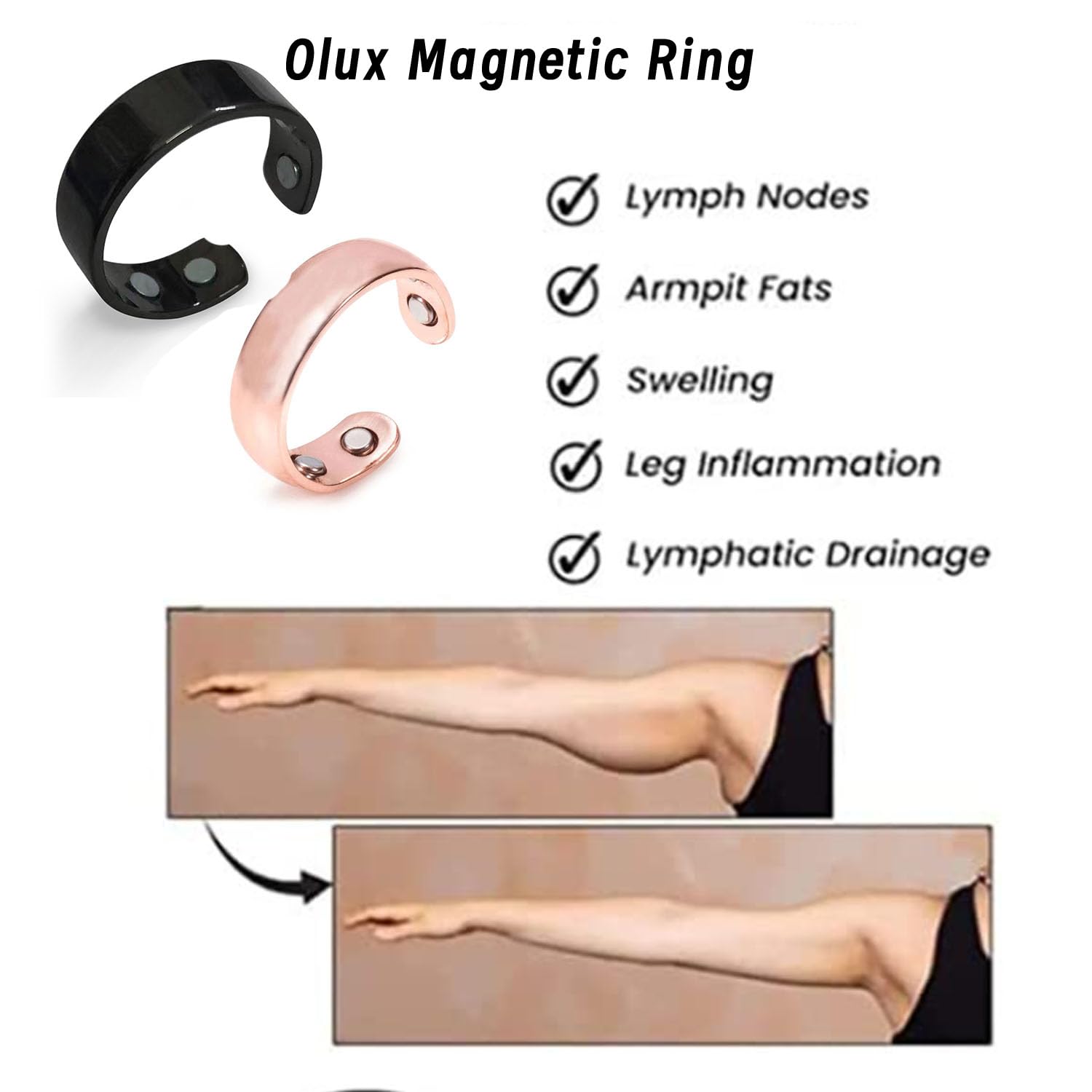 HVZZ Calmi Ring, Olux Rings for Women, Calmi Magnetic Ring for Lymphatic Drainage Arthritis Pain Relief - AB Mystery