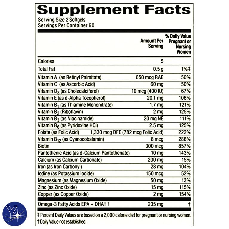 Mini Prenatal Multi + DHA Complete Multivitamin/Multimineral Supplement Spring Valley YOLOMOLO
