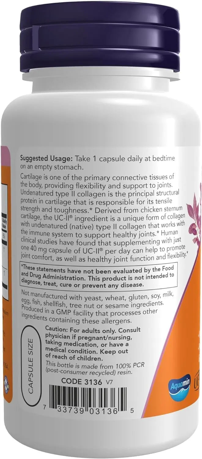 Now Supplements, UC-II Type II Collagen with Undenatured Type II Collagen, 120 Veg Capsules - AB Mystery