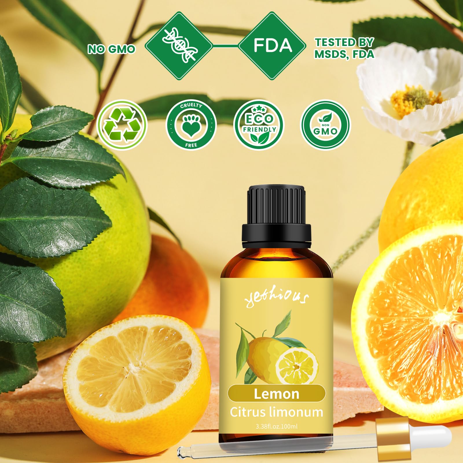 yethious Lemon Essential Oil Lemon Essential Oill for Diffuser, Perfume, Body, Skin, Hair, Candle Soap - AB Mystery